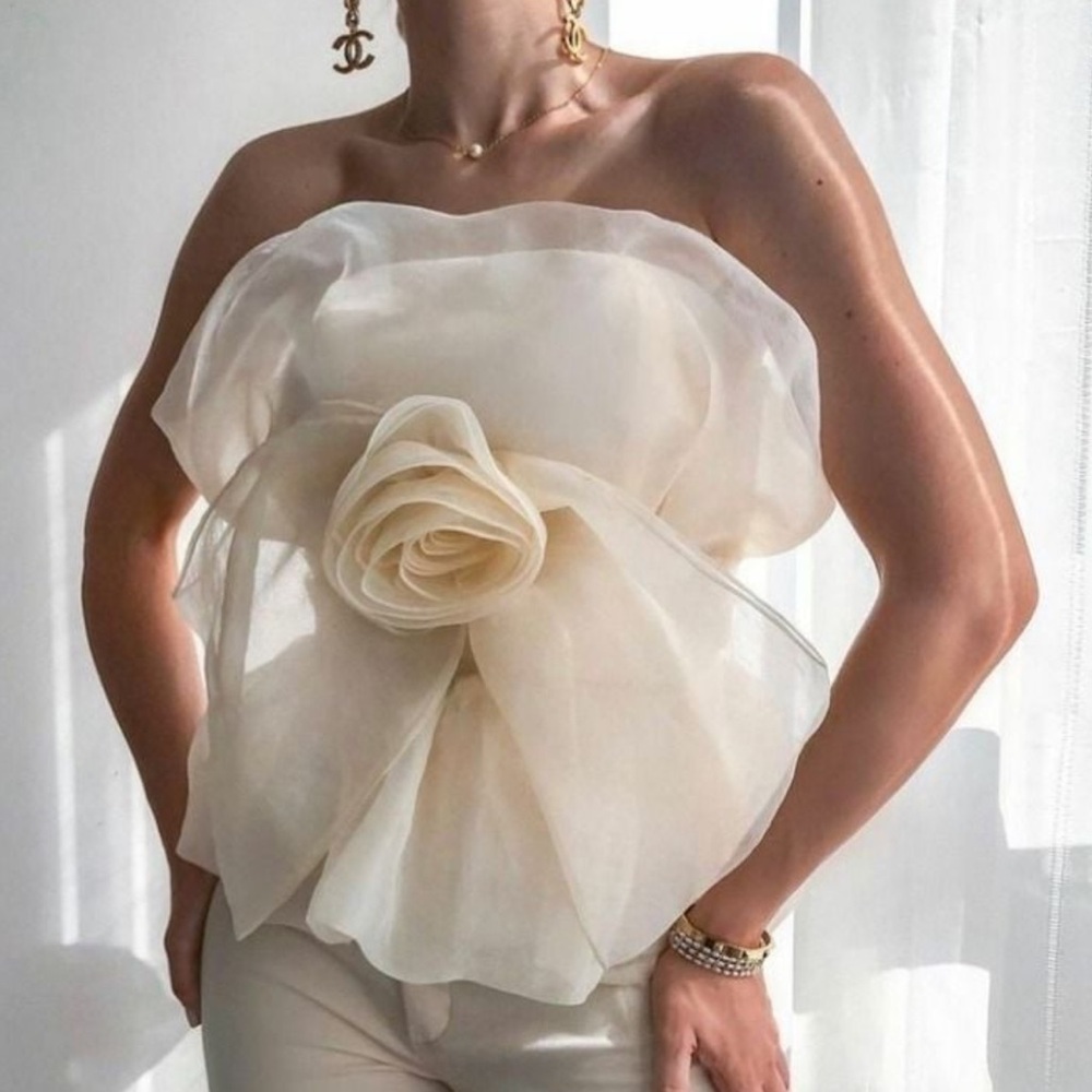 Elegant Cream Camisole with Floral Detail